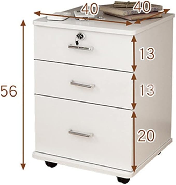 3 Drawers Wooden Office Cabinet Filing Cabinet with Lock Floor Stand Wheel Design Movable File Folder Office Supplies Filing Cabinet (Color : Brass) (B)