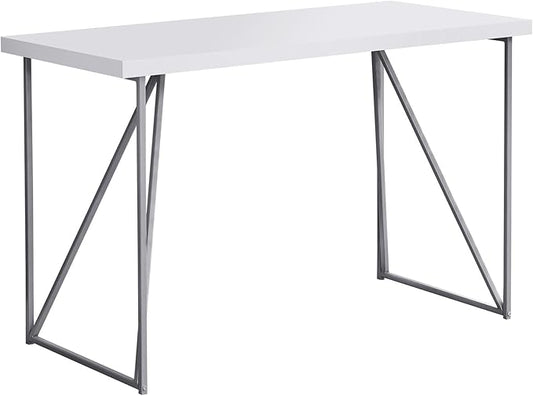 Computer Desk Home Office Laptop 48 l Work White Laminate Grey Metal Contemporary Modern SJ284