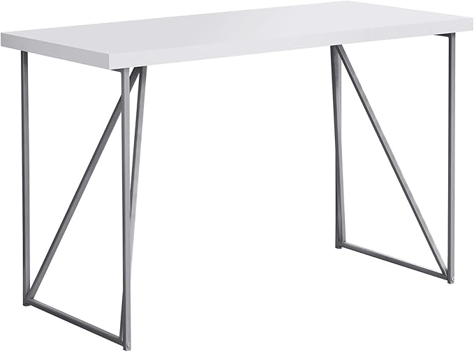 Monarch Specialties Laptop Table-Contemporary Style Home &amp Office Computer Desk-Metal Legs 48 L White