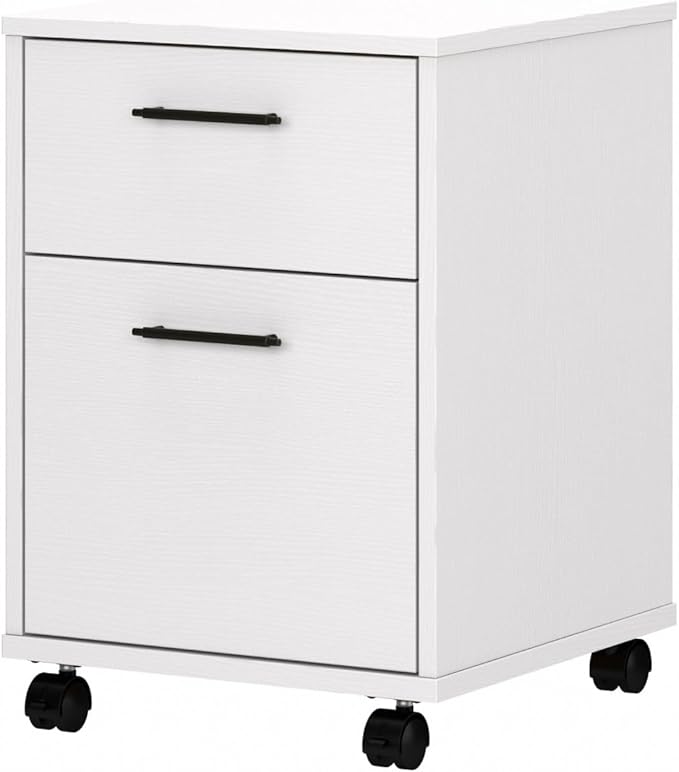 Bush Furniture Key West Rolling File CabinetFile Cart for Home Office in Pure White Oak2 Drawer File Cabinet on Wheels