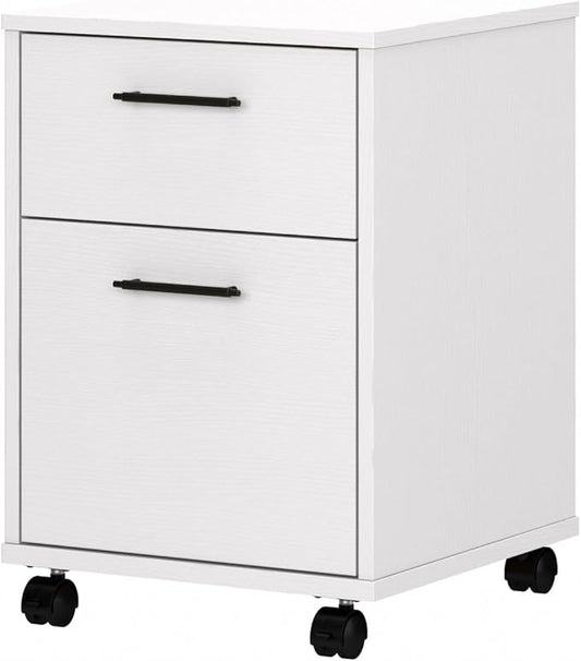 Bush Furniture Key West Rolling File CabinetFile Cart for Home Office in Pure White Oak2 Drawer File Cabinet on Wheels