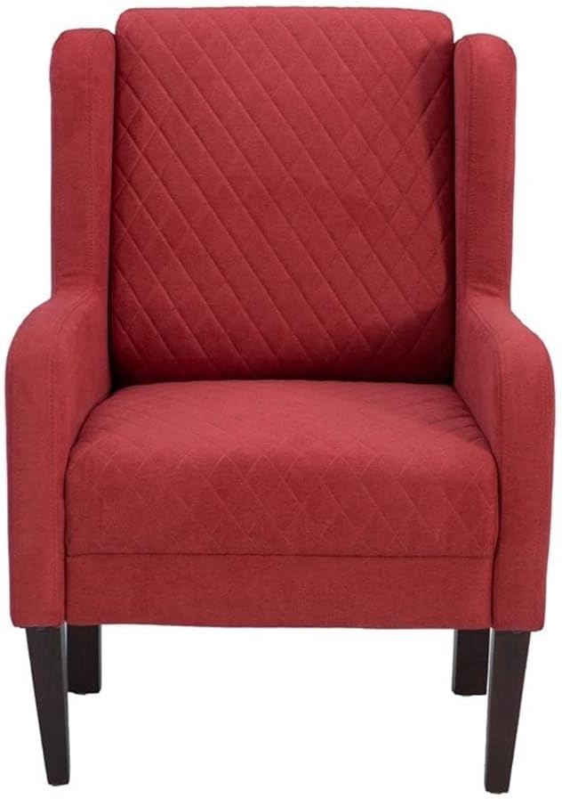Linon Paulo Upholstered Wingback Accent Chair with Quilted Back &amp Seat in Rust