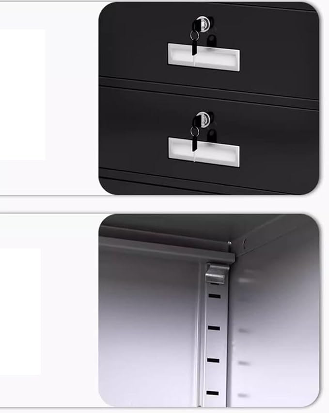 Filing Cabinet Under Desk with Lock Four Drawer Cabinet File Information Cabinet Tin File Cabinet (Color : Black)