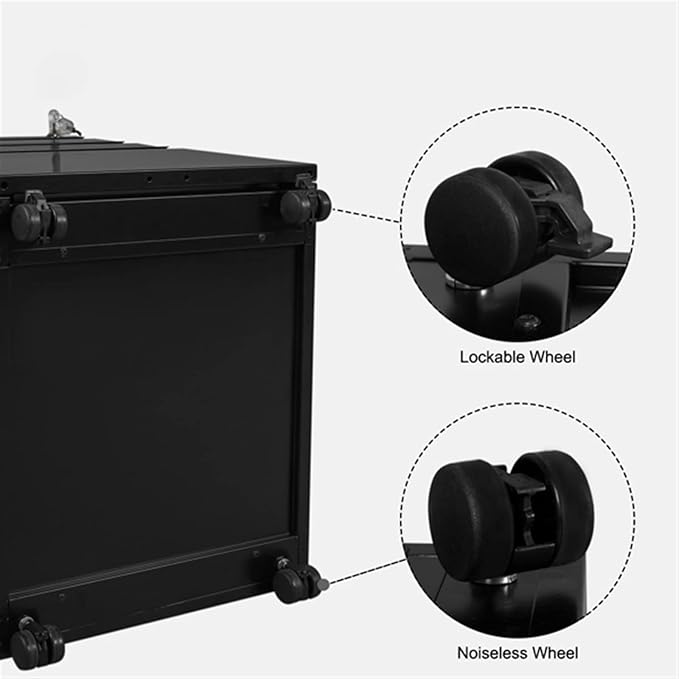 HASMI Filing Cabinet Office File Cabinet Locked Modern Wood Filing Cabinet Black/White 3 Drawers with Adjustable Wheels 48 * 39 * 60cm Storage Cabinet (Color : White)