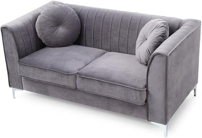 Glory Furniture Delray Velvet Loveseat in Gray