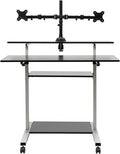 Mobile Standing Desk 4 Tiers Floor Mount Stand up Desk Adjustable Height 54.5-72.25inch Rolling Laptop Cart with 4 Universal Wheels Portable Writing Desk for Office Living Room Study Room