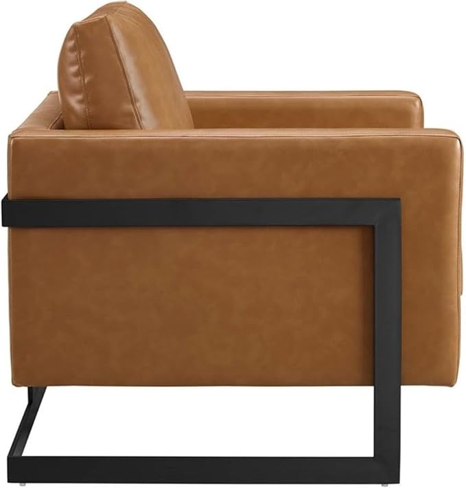 Posse Vegan Leather Accent Chair in Black Tan