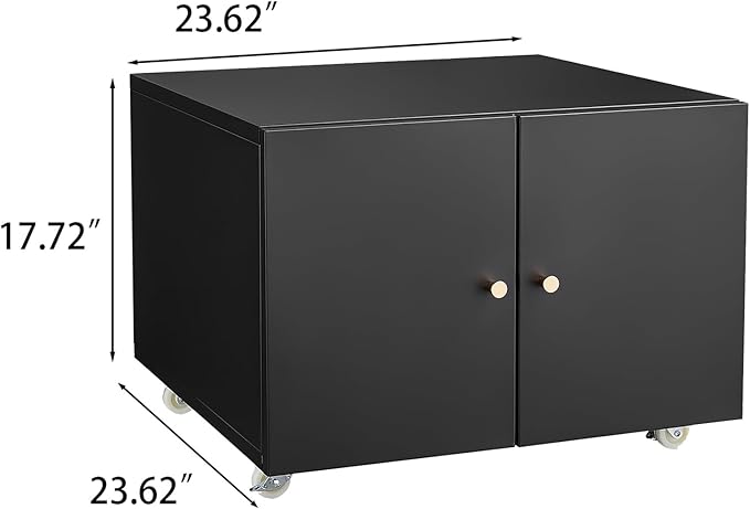 Mobile File Cabinet Metal Printer Stand with 360 Degree Rotation Wheels Rolling Copier Cabinet 2 Door Steel Printer Stand with Storage
