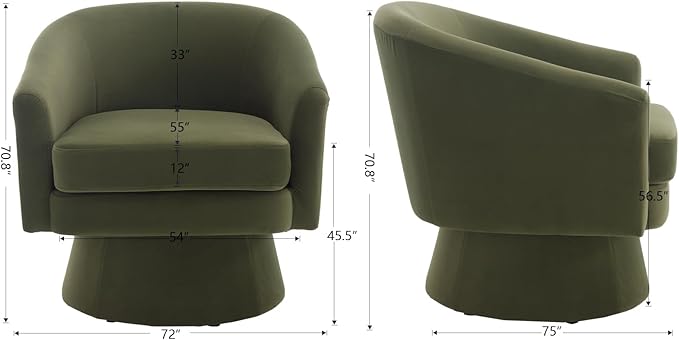 Swivel Accent Chair Upholstered 360 Swivel Barrel Arm Chair Small Single Lounge Chair Modern Velvet Fabric Round Accent Armchair for Living Room/Bedroom/Reception White