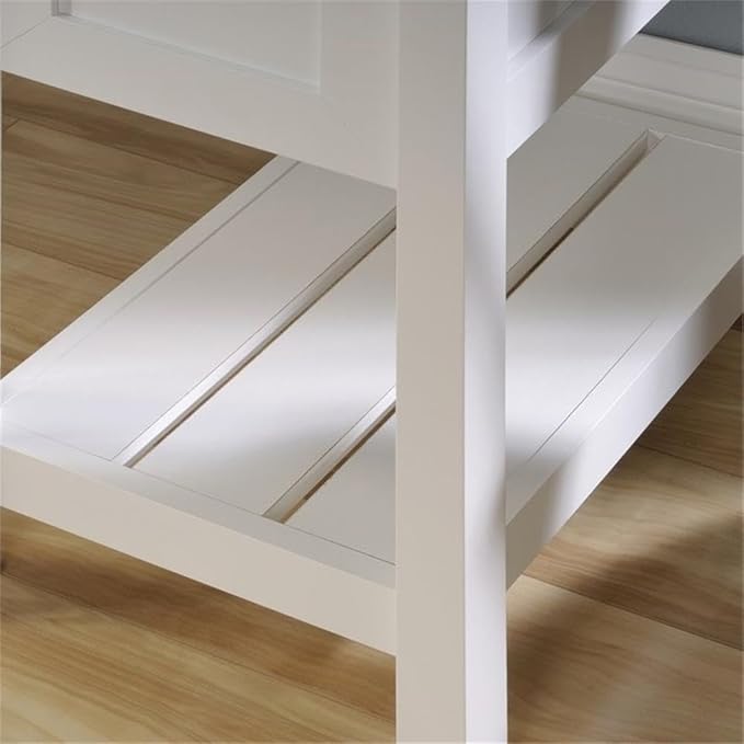 Scranton &amp Co Contemporary Wood Computer Desk Soft White and Lintel Oak Finish 30 in H x 53.9 in W x 19.4 in D File Drawer 2 Storage Drawers Shelves Cottage Style Home Office Desk