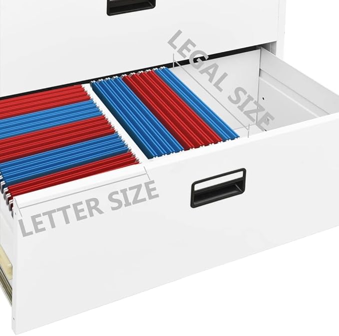 White Steel File Cabinet with Lock 2-Drawer Office Storage Cabinet for Home Office Legal/A4/Letter Size Filing 198.4 lb Capacity 35.4”x18.1”x28.5”
