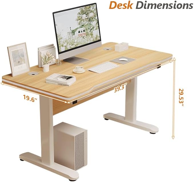 Gaming Desk Modern Simple Style Computer Desk with Sturdy Desktop for Home Office Bedroom Study Home Office Desk with Black Desktop Easy Assembly