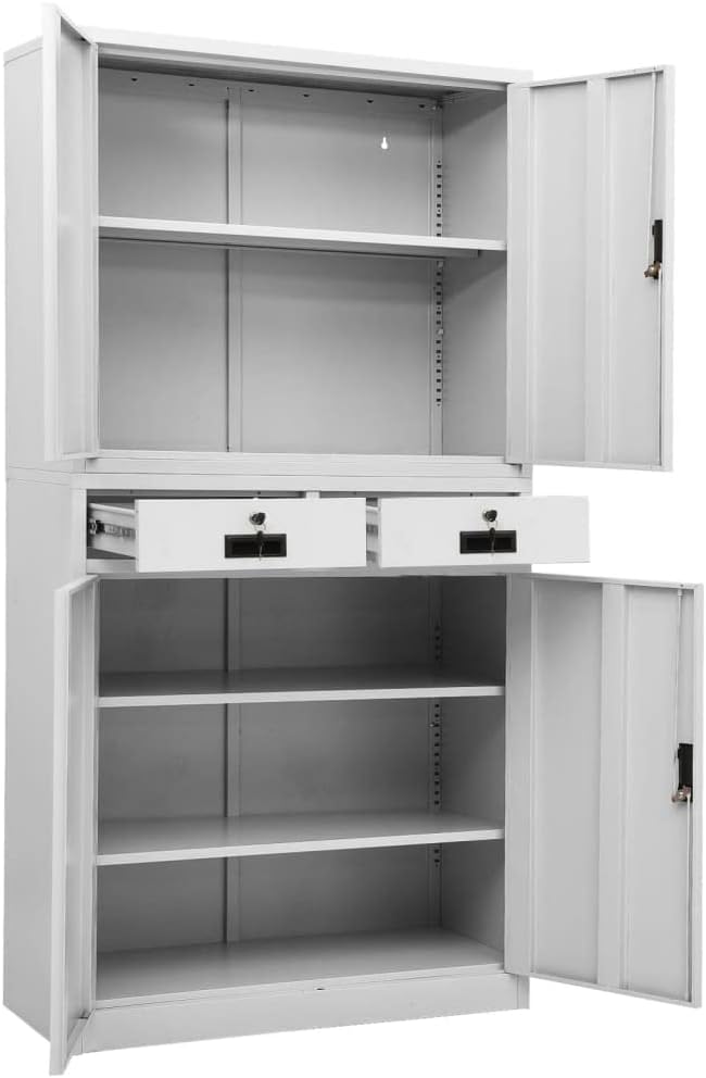 Steel Storage Cabinet Metal Office Cabinet 70.9 Steel Lockable File Cabinet Metal Tool Cabinet for for OfficeHomeGarageGymSchool Light Gray 35.4x15.7x70.9 Steel(Style G) -AA