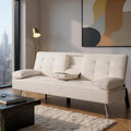 Sofa Bed Adjustment Sofa Double-Sided Double Sofa Folding Sofa Bed GuestbedcupholderBed Modern PU and Polyester Lounge Chair (White)