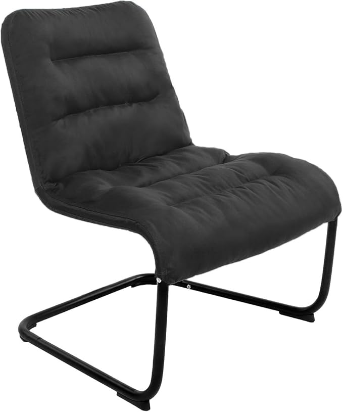 Upholstered Durable Metal Modern Chair with Soft Cushion Black - Ideal for Bedrooms Living Rooms Dorms Indoor Spaces Accent and Lounging