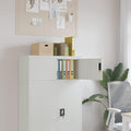Light Gray File Cabinet 35.4 Steel Home Office Storage Organizer with Lockable Doors