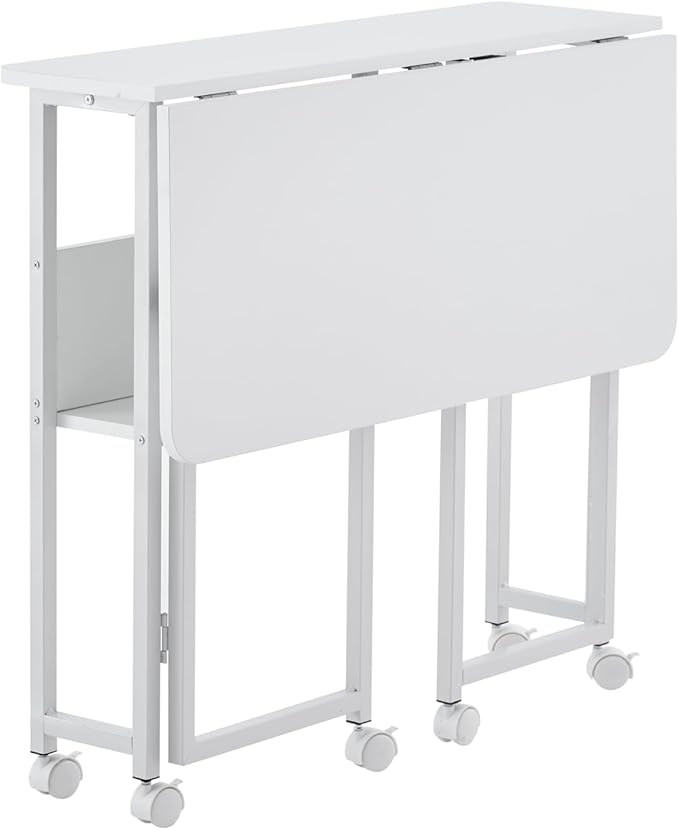 31.5 Inch Folding Computer Desk with Storage Shelf Small Foldable Computer Desks for Small Space Portable Writing Table for Home Office Bedroom Dorm Room Apartment Easy Assembly