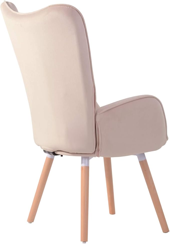 Generic Velvet Accent Chair Ottoman Set for Living Room Wing Back Armchair Tufted Back Upholstery Living Room Chairs Pink