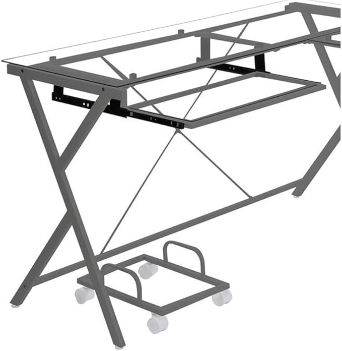 Acme Demas Glass Top Computer Desk with Computer Holder in Clear and Silver