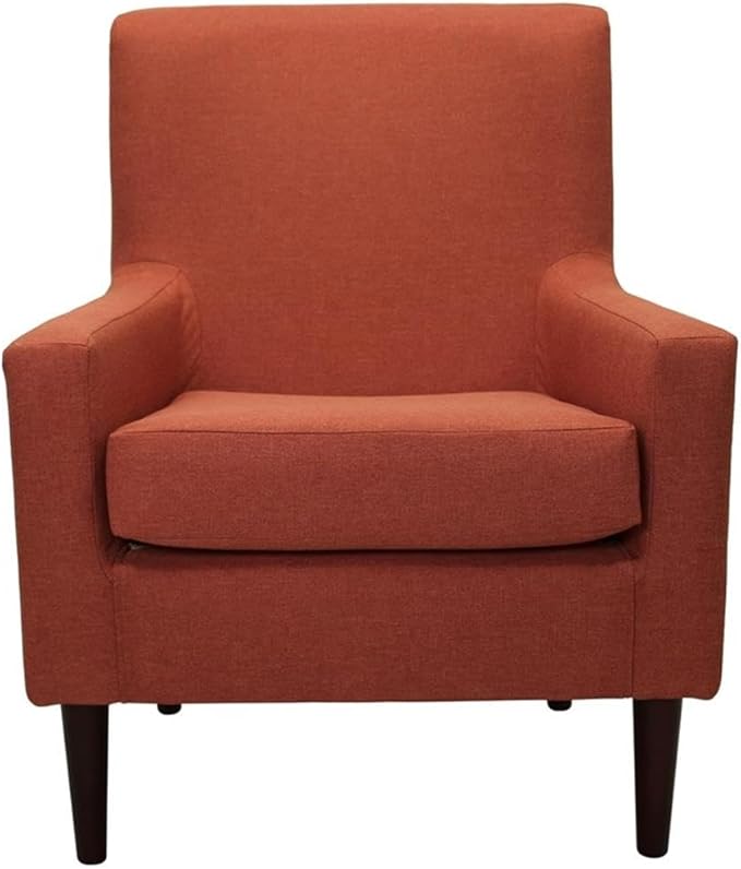 Pemberly Row Traditional Fabric Arm Chair 35 H x 28 W x 30 D Mango Orange Finish Padded Seat Durable Construction Classic Style Accent Chair for Living Room or Bedroom
