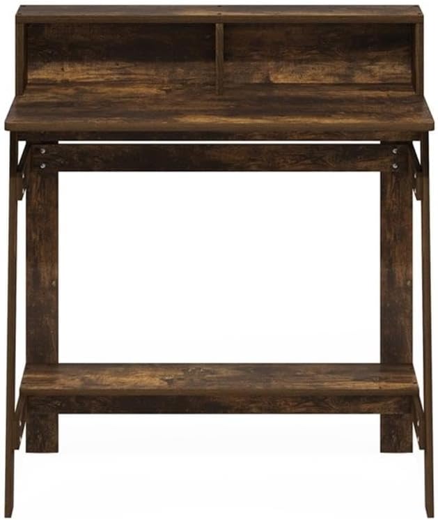 Pemberly Row A-Frame Computer Desk 31.6 x 17.9 x 35.5 in Amber Pine Particle Board Built-in Desk Hutch Contemporary Industrial Style Compact Study Desk for Home Office or Bedroom