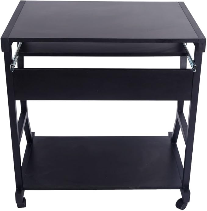 Small Mobile Rolling Computer DeskWooden Modern Office Computer DeskHome Office Laptop WorkstationSofa Bedside Laptop Tablewith Wheelsfor Small Spaces Bedroom Living Room Apartment (Black)