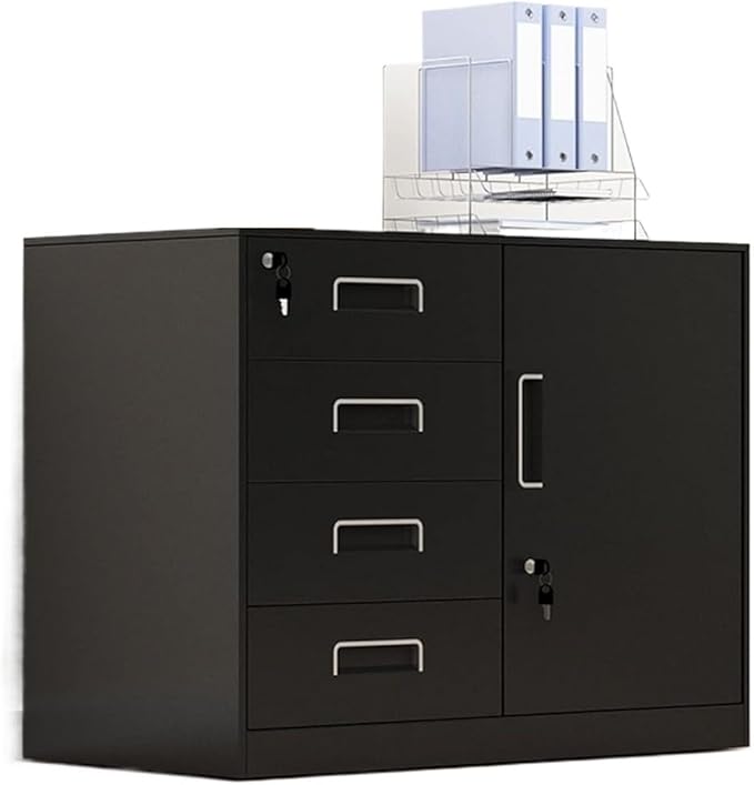 File Cabinet Metal Data Office Filing Cabinet with Lock Drawer Mobile Storage Tool Cabinet Under Desk Storage(Color:C)