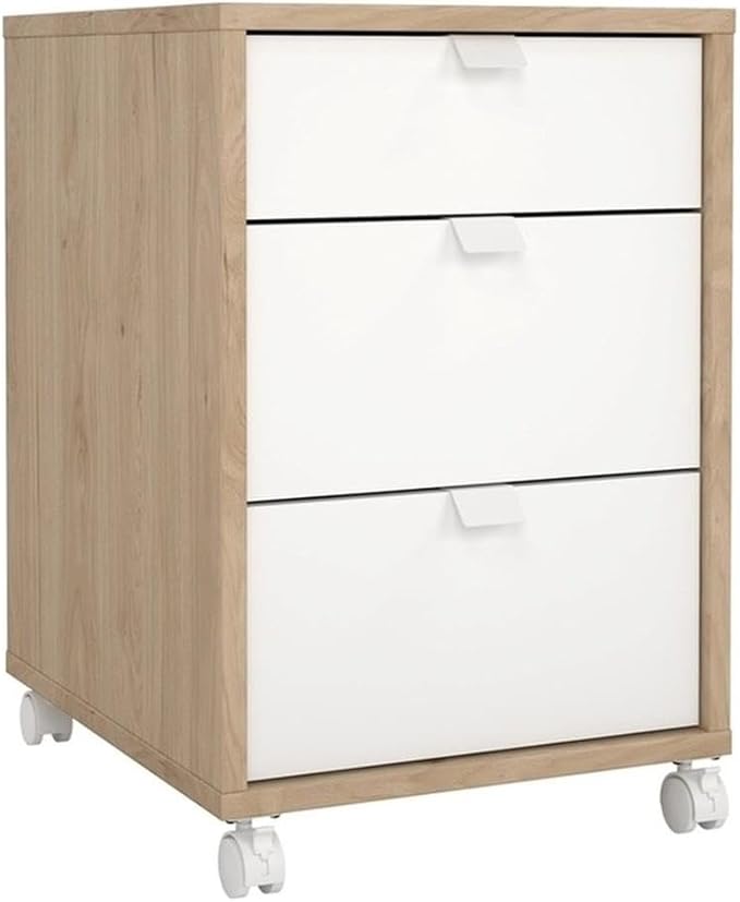 Pemberly Row Set of 2 Home Office Writing Desk and 3-Drawers Mobile Cabinet