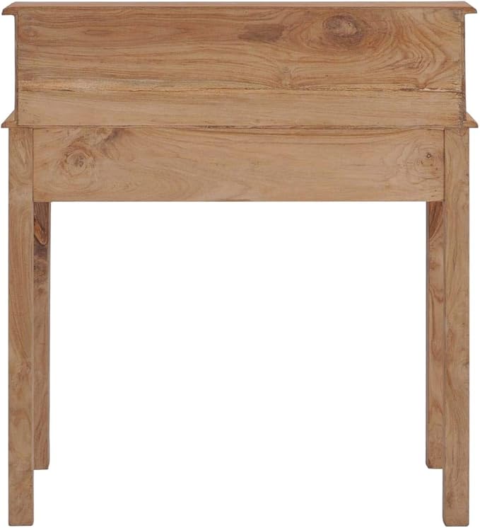 Solid Teak Wood Desk Rustic Rectangular Table Home Office Computer Drawers Table for Home Living Room Bedroom Compact Spaces Study Desk Adjustable