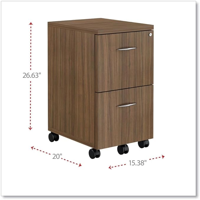 Alera Alera Valencia Series Mobile Pedestal Left Or Right 2 Legal/Letter-Size File Drawers Modern Walnut 15.38 X 20 X 26.63