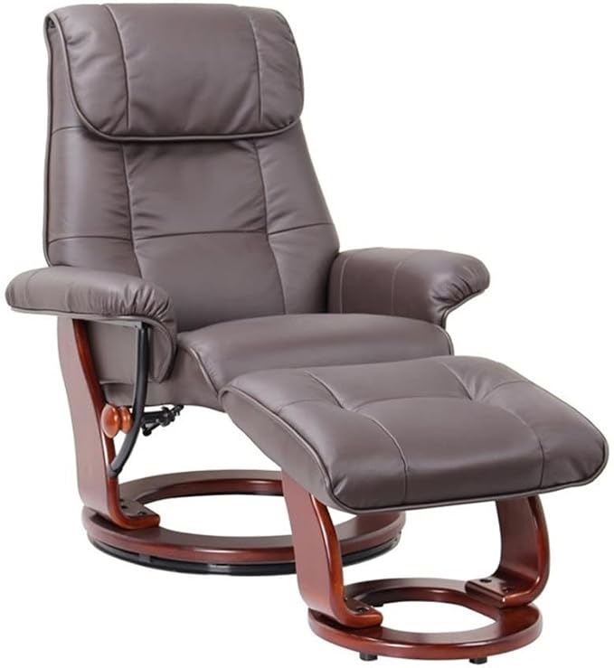 Pemberly Row Recliner Chair with Ottoman in Taupe Leather Stressless Recliner with Ottoman for Relaxing Living Room Spaces