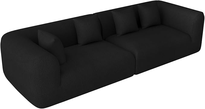 120 Oversized Boneless Sectionals for Living Room Comfy Plush Modular Sectional Sofa Modern Modular Couch Chenille Cloud Couch Sectional with Deep Seat 4 Seater No Assembly Needed Black