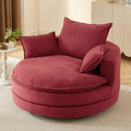 360° Swivel Sofa Chair Accent Barrel Chair 57.5 Swivel Round Chair with Dual-Layer Cushion Design and 3 Removable Pillows for Living Room Bedroom Office and Hotel Red