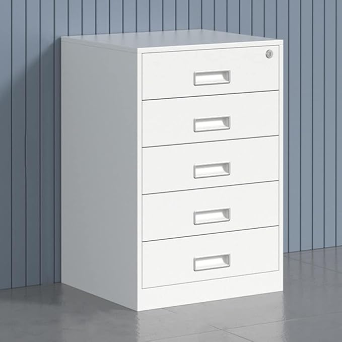 COYEUX 5 Drawers Freestanding Filing Cabinets with Lock Fully Assembled Metal File Cabinet Pre-Assembled Steel Pedestal Under Desk Home Office Utility Cabinet