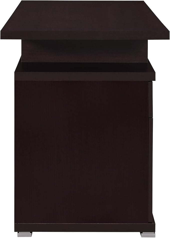 Cappuccino 2-Drawer Reversible Office Desk - Space-Saving Home Office Desk with File Drawer