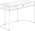 Computer Desk Home Office Laptop Storage Drawers 48 l Work White Laminate Chrome Metal Contemporary Modern