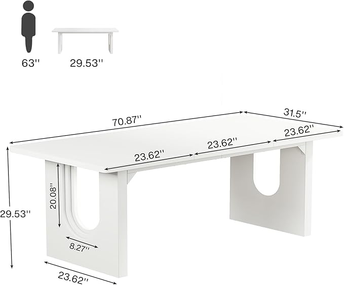 Tribesigns Modern Executive Desk 70.9 Large Office Computer Desk Conference Table Meeting Room Table Simple White Workstation Business Furniture for Home Office