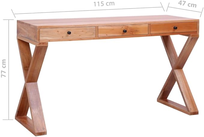 Wooden Writing Computer Desk with 3 Drawers Home Office Desk Writing Study Table PC Desk Workstation for Bedroom 45.3x18.5x30.3 Solid Mahogany Wood