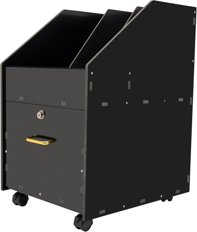 Mobile File Cabinet with Lock Drawer Rolling File Organizer with 3 Open Compartments Under Desk Rolling File Holder for Home Office