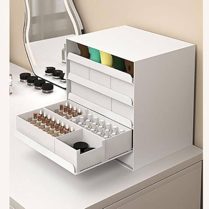 Metal File Cabinet with Drawers Multi-Layer Office Organization with Hidden Handles Modern Simple Makeup Organizer Desktop Storage for Living Room Office(Green)