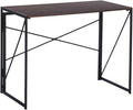 Homy Casa 39.4 Inch Foldable Laptop Desk Space-Saving Computer Table with No Assembly Required Sturdy Metal Frame Minimalist Design for Home Office Study or Small Spaces Walnut