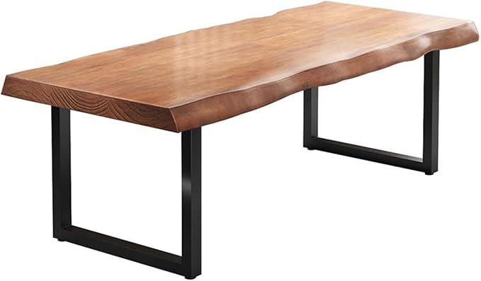 Solid Wood Office Desk with Metal Base Stylish Durable Multi-Size Options Executive Computer Desk or Dining Table Quality Solid Wood Design Perfect for Home Office or Work Environment (Tan55.12in)