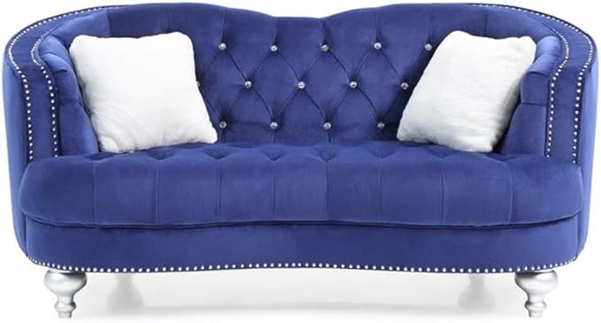 Glory Furniture Jewel Velvet Loveseat in Blue