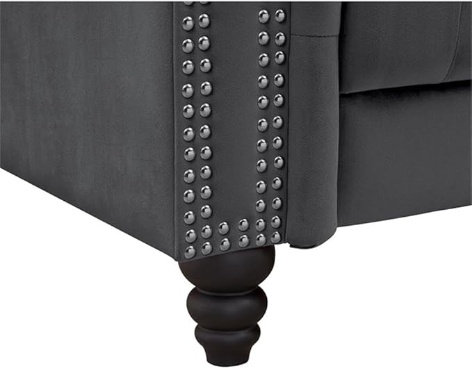 Chesterfield 68 Button Tufted Velvet Fabric Loveseat-Gray