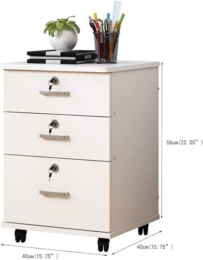 File Cabinet Simple Office Wooden Drawer Cabinet Storage Cabinet with Lock Removable Data Cabinet Storage Cabinet (Grey)