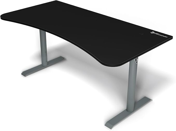 Arozzi Arena Ultrawide Curved Gaming and Office Desk with Full Surface Water Resistant Desk Mat with 3 Custom Monitor Mount Cut Outs and Under The Desk Cable Management Netting - Frozen Grey