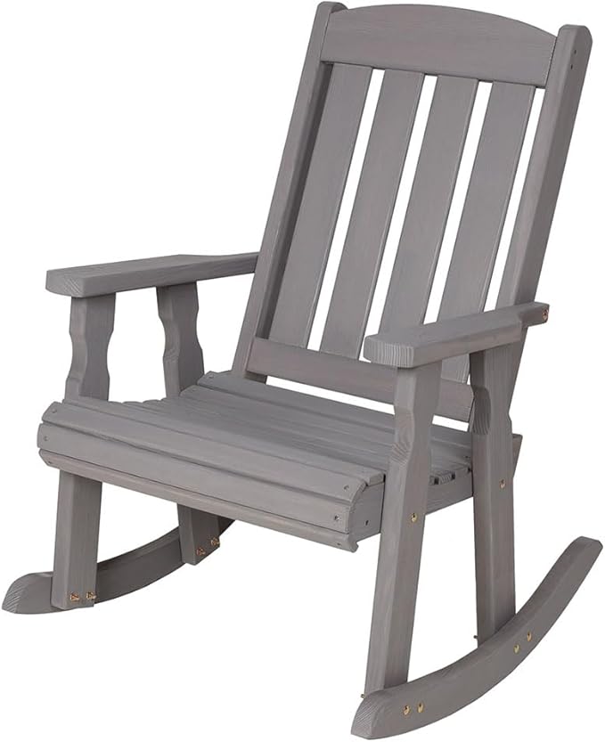 Amish Casual Heavy Duty 600 Lb Mission Pressure Treated Rocking Chair (Semi-Solid Grey Stain)