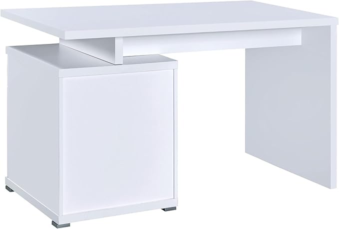 White 2-Drawer Reversible Office Desk