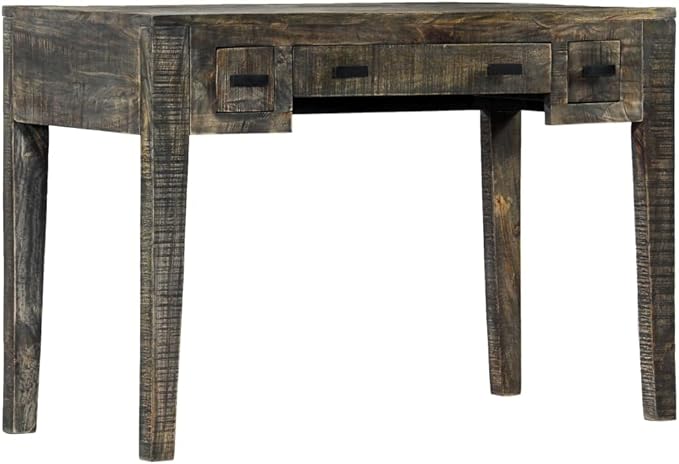 Farmhouse Writing Desk with 3 Drawers 43.3 Solid Wood Computer Desk Study Desk for Home Office Midcentury Laptop Stand Console Table Makeup Vanity Desk Black