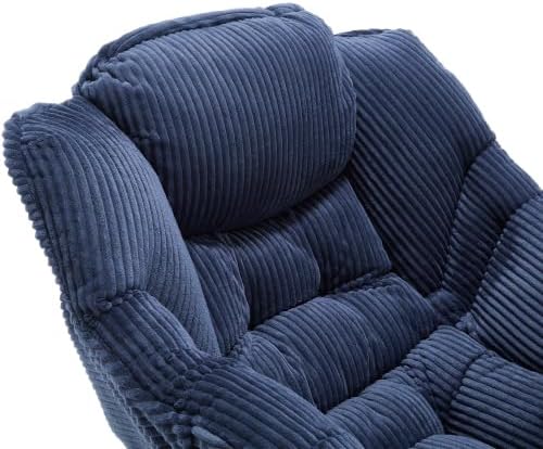 Bellemave Lazy Chair with Ottoman Lounge Accent Chair with Armrests and Side Pocket Leisure Upholstered Sofa Chairs with Footrest for Small Space Reading Chairs for Living Room Bedroom (Navy Blue)
